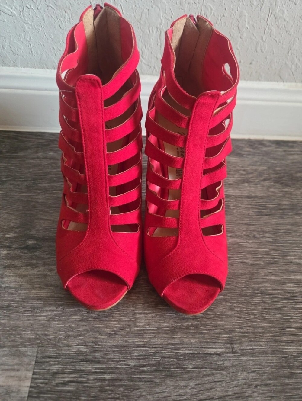 Women's Strappy Cutout Peep-Toe Heels - Red Made And Purchase In Mexico